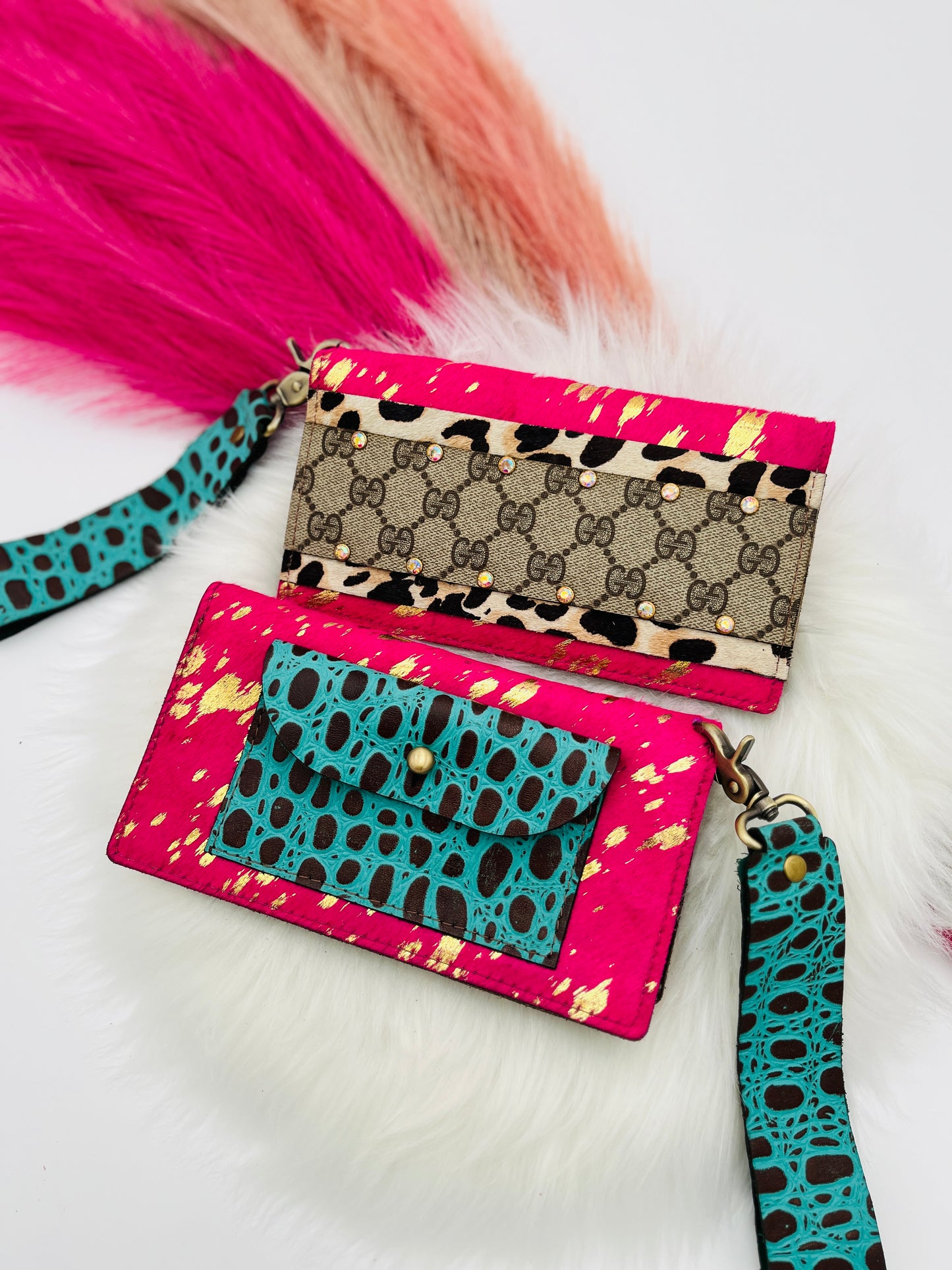 Fallon Pink Hair on Hide Wristlet w/UCG