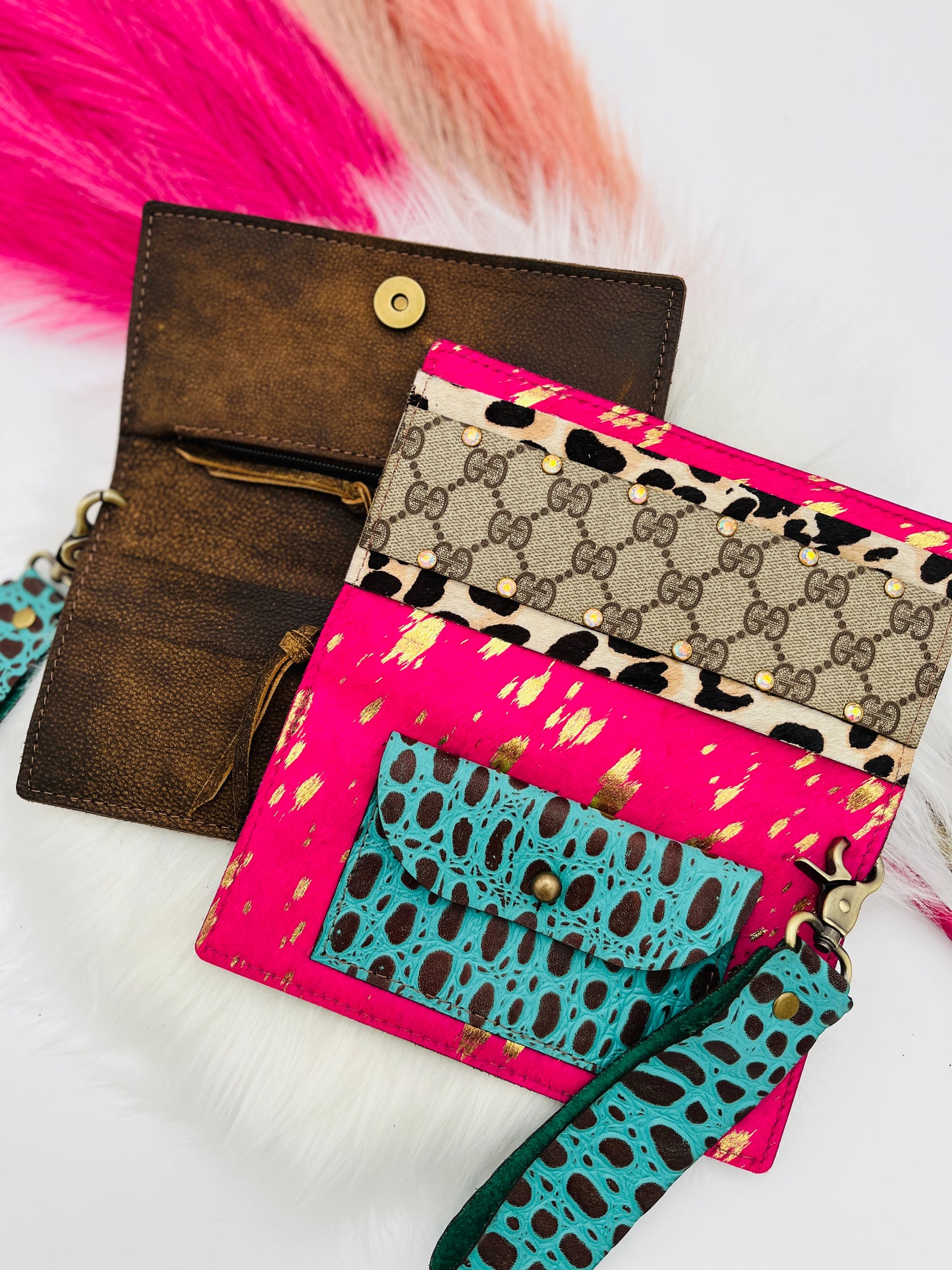 Fallon Pink Hair on Hide Wristlet w/UCG