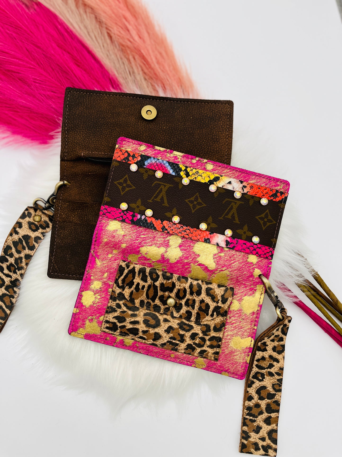 Fallon Pink and Gold Hair on Hide Wristlet w/UCLV