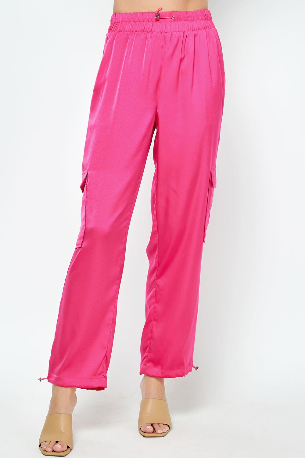 Elastic Drawcord Satin Pants