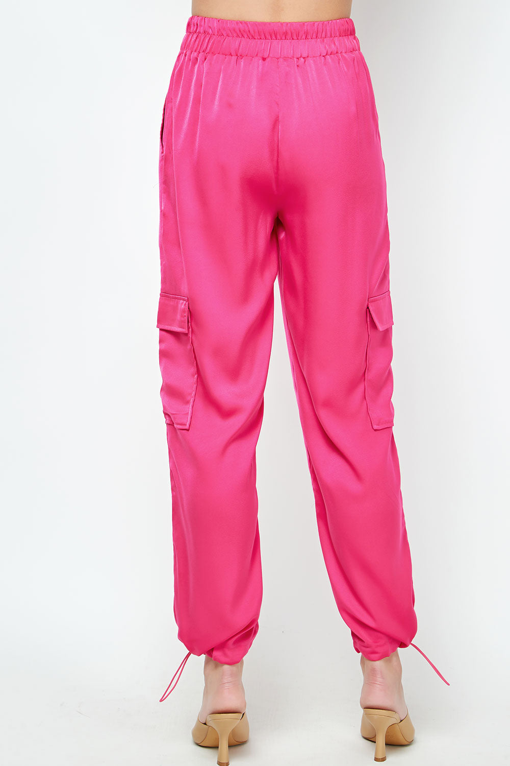 Elastic Drawcord Satin Pants