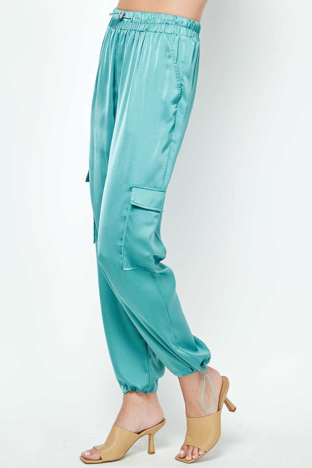 Elastic Drawcord Satin Pants