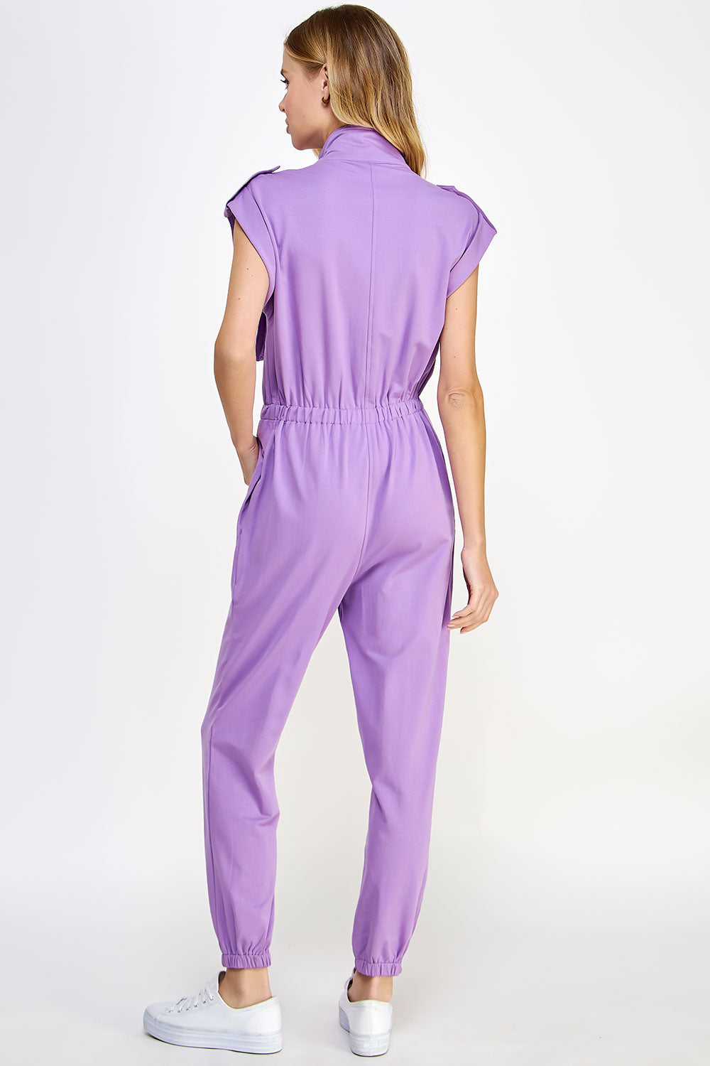 Pocket Detail High Neck Sleeveless Jumpsuit