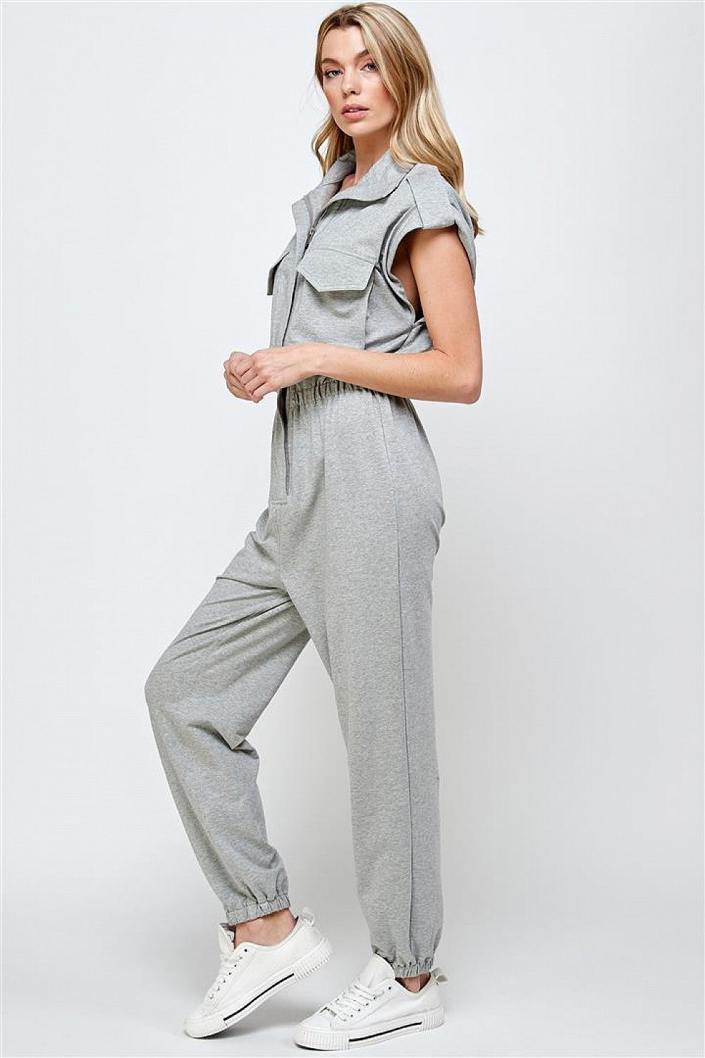 Pocket Detail High Neck Sleeveless Jumpsuit