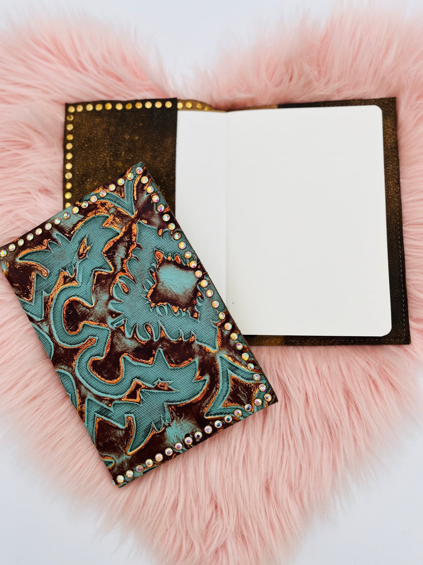 LUXE Medium Journal Turquoise Tooled Leather