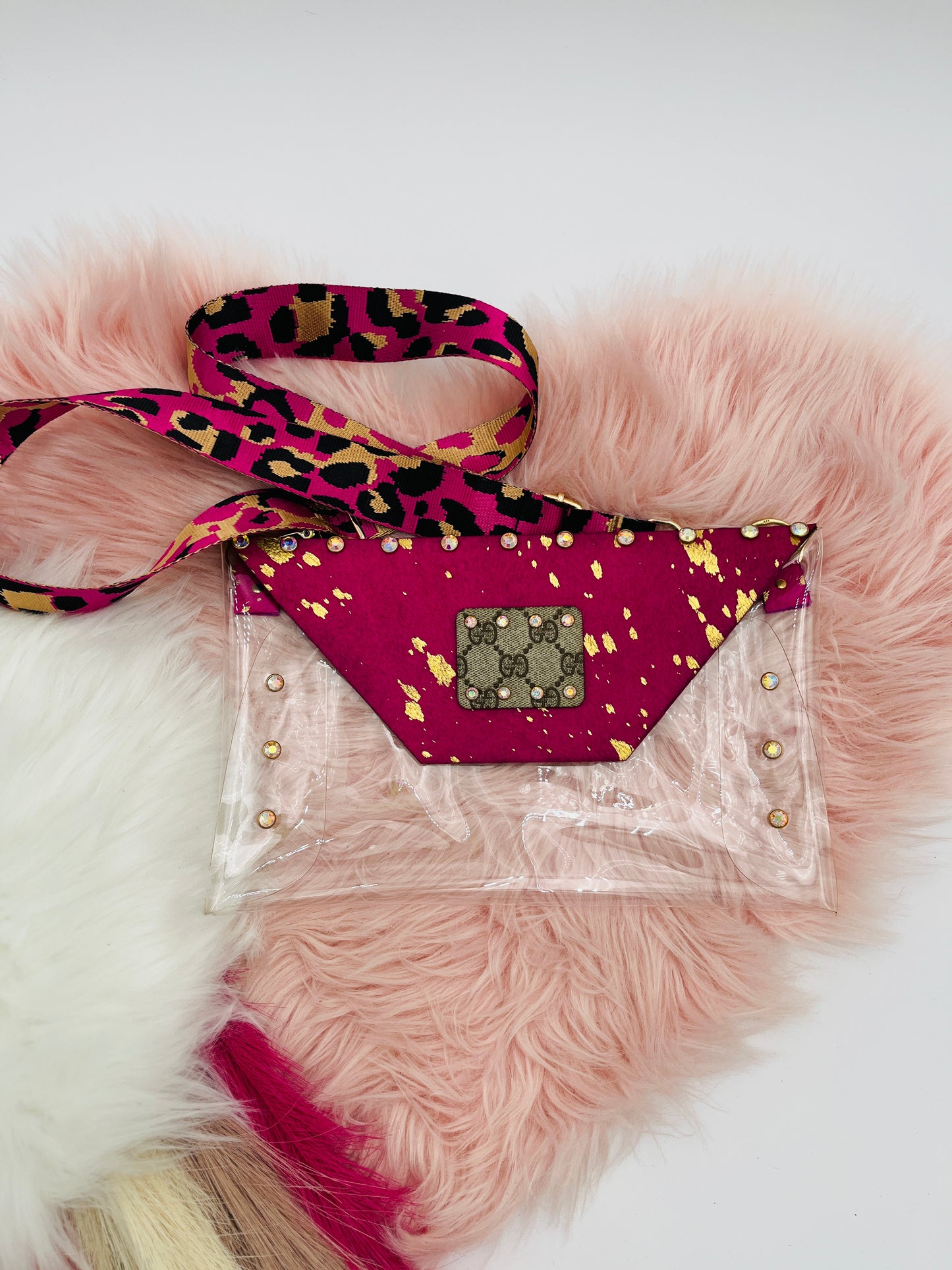 JEN Pink and Gold Stadium Shoulder/Crossbody pink and gold strap