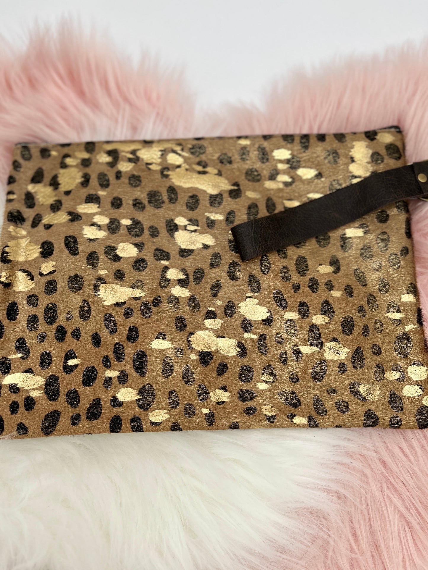 Makeup Purse Large Wristlet Everyday Purse Gold
