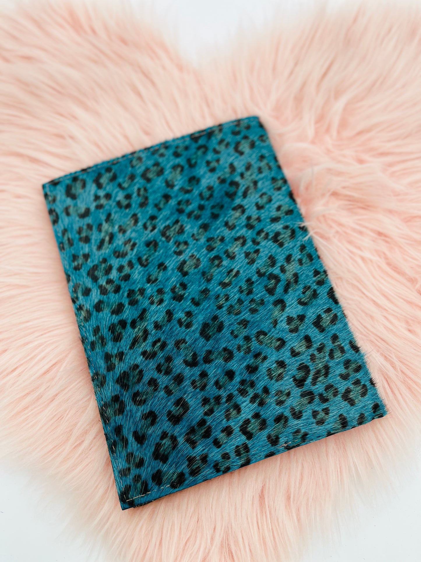 Blue Cheetah Hair on Hide Large Journal