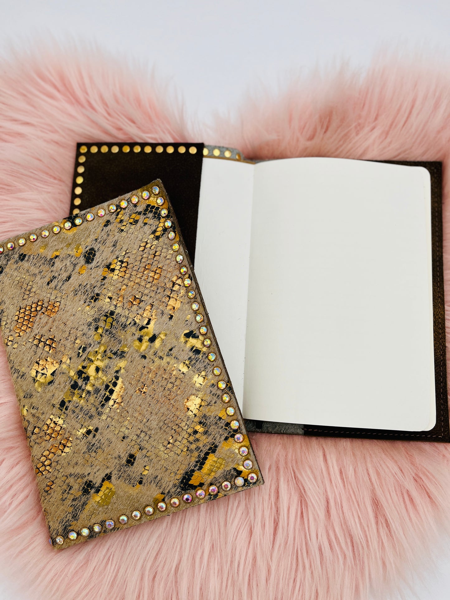 LUXE Medium Gold and Black Snakeskin Hair on Hide Leather