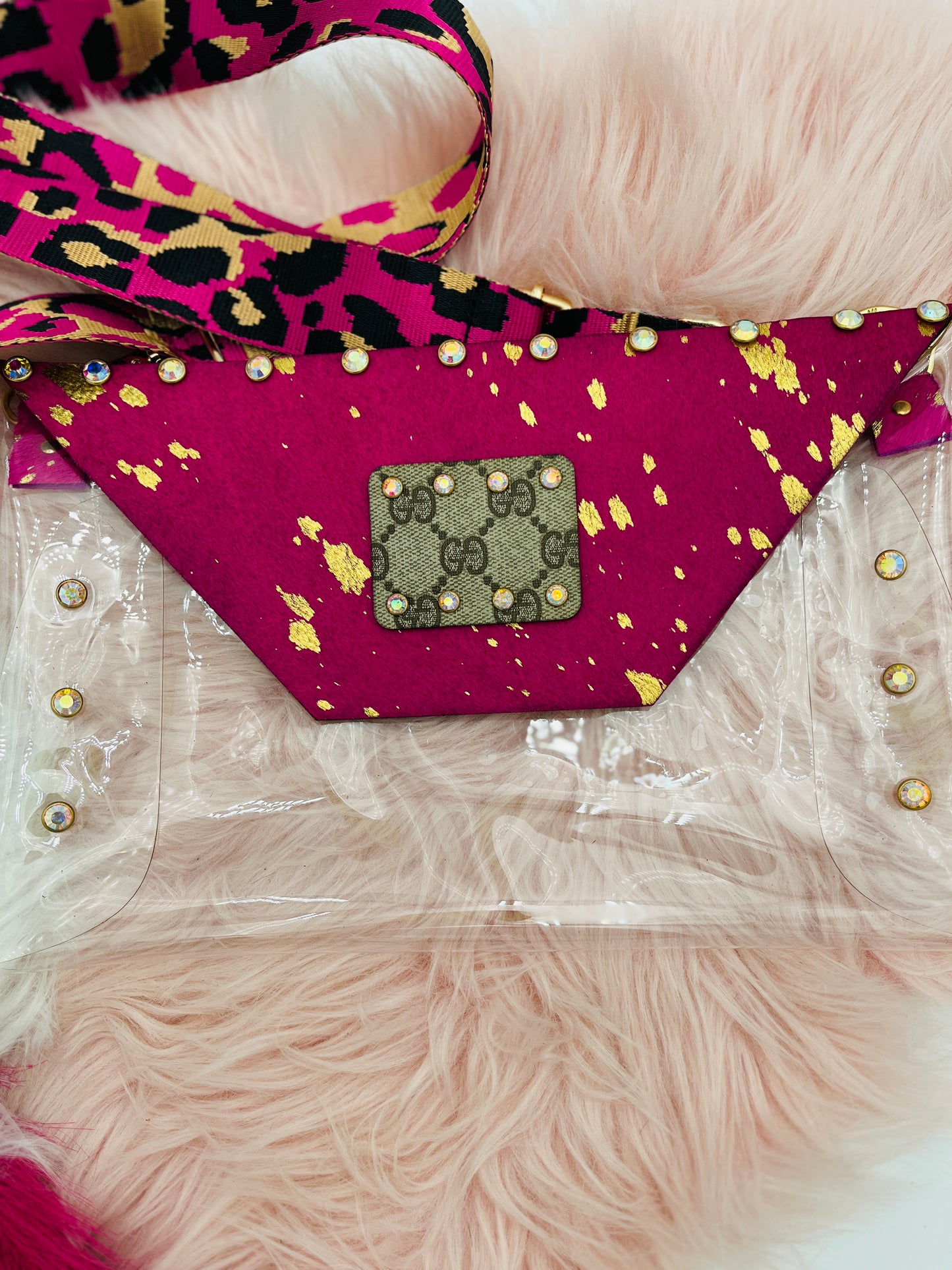 JEN Pink and Gold Stadium Shoulder/Crossbody pink and gold strap