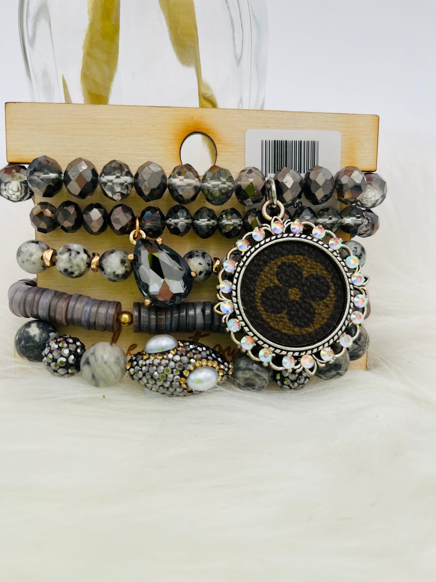 Bracelet Stack Silver Gray Black