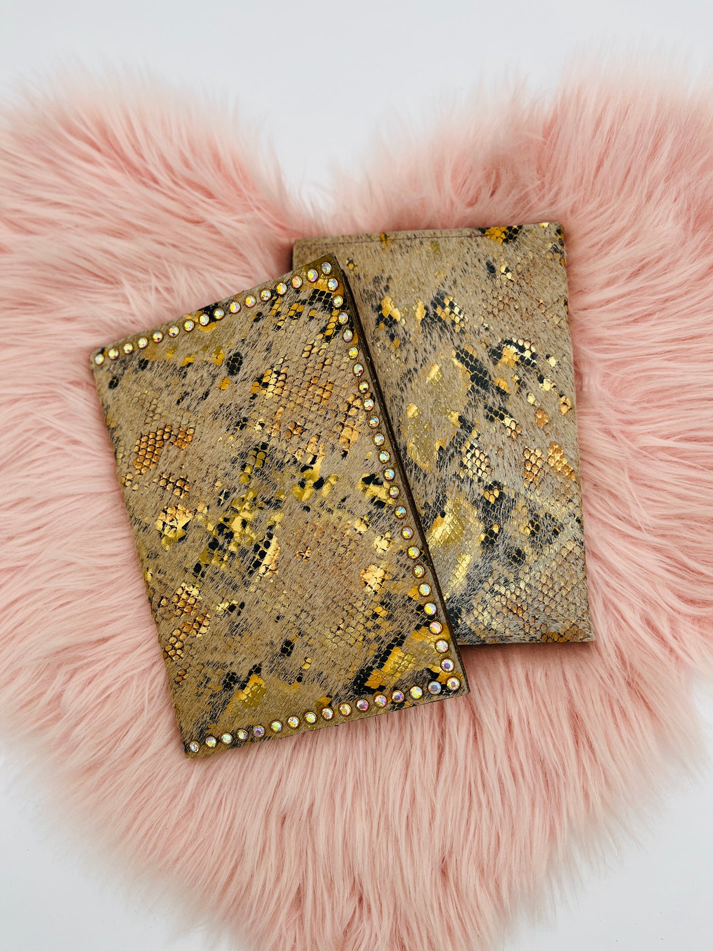 LUXE Medium Gold and Black Snakeskin Hair on Hide Leather