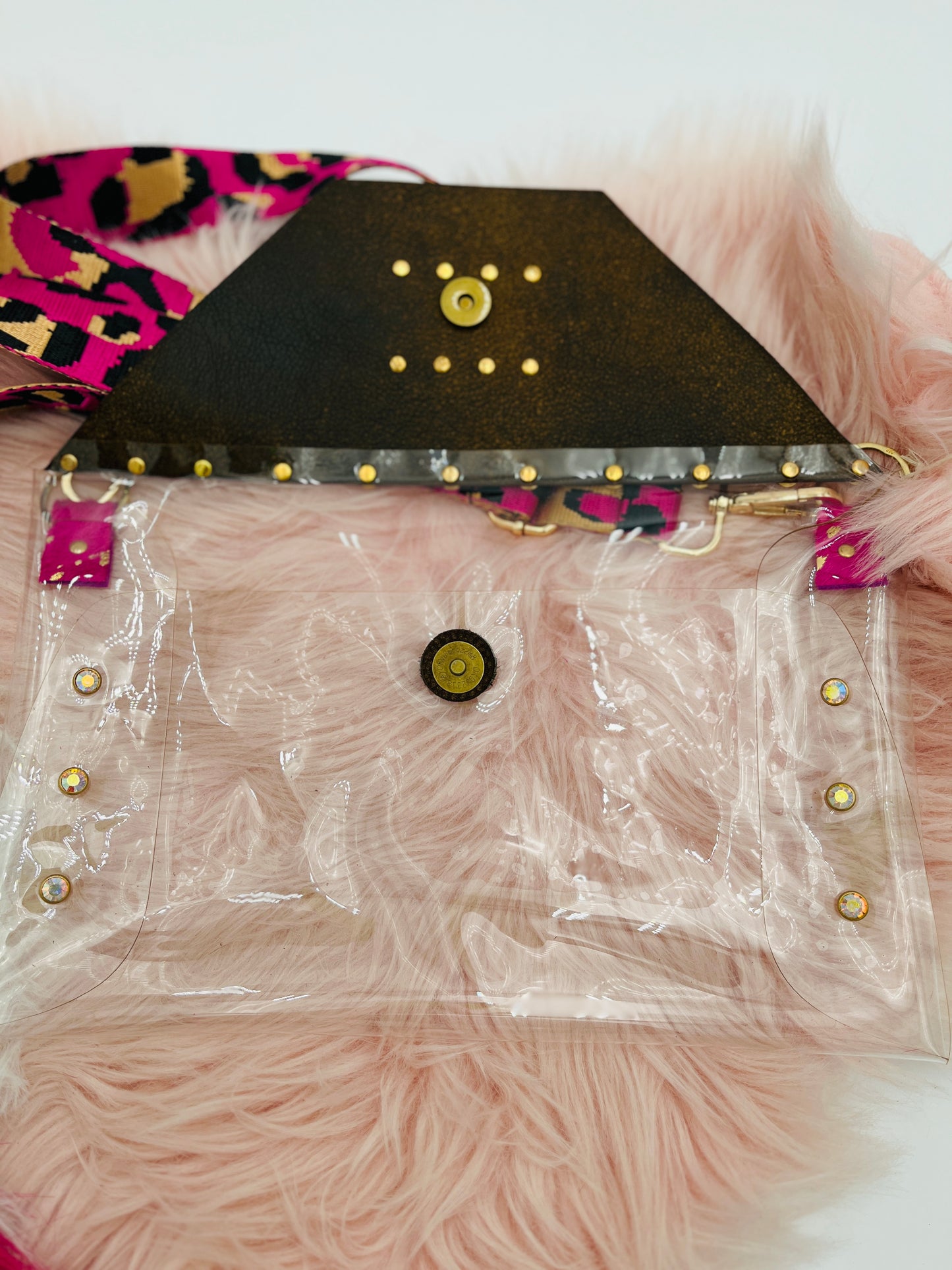 JEN Pink and Gold Stadium Shoulder/Crossbody pink and gold strap