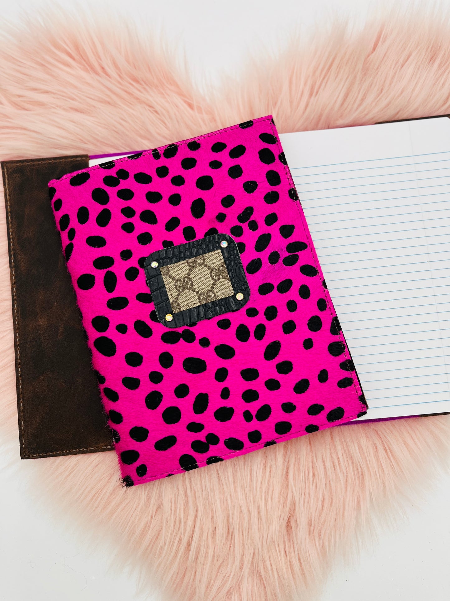 Bambam Large Journal Pink and Black Hair on Hide