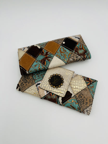 Large Patchwork Wallet/Clutch-Traces of Gold