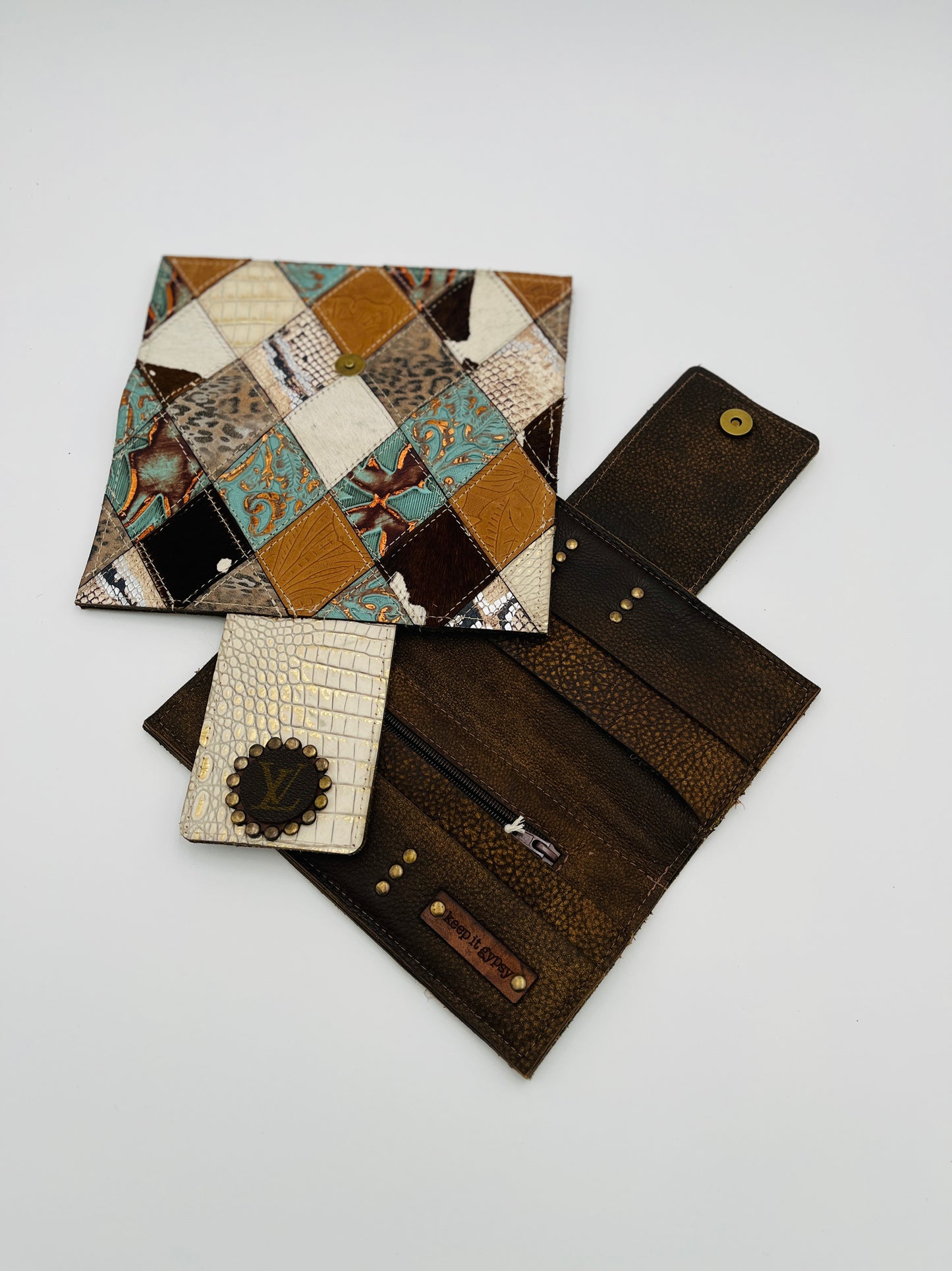 Large Patchwork Wallet/Clutch-Traces of Gold