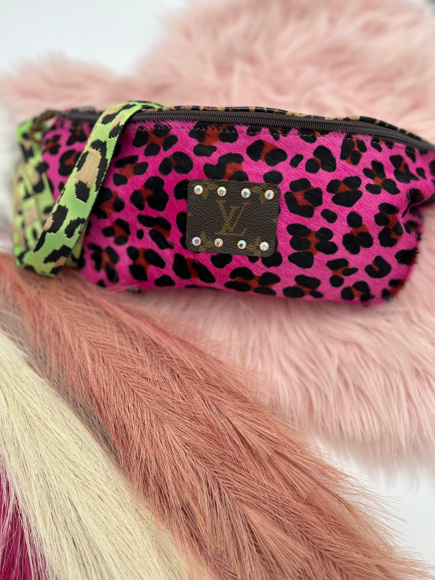 Fiesta BumBag Pink  Hair on Hide Metallic Pink Back Side