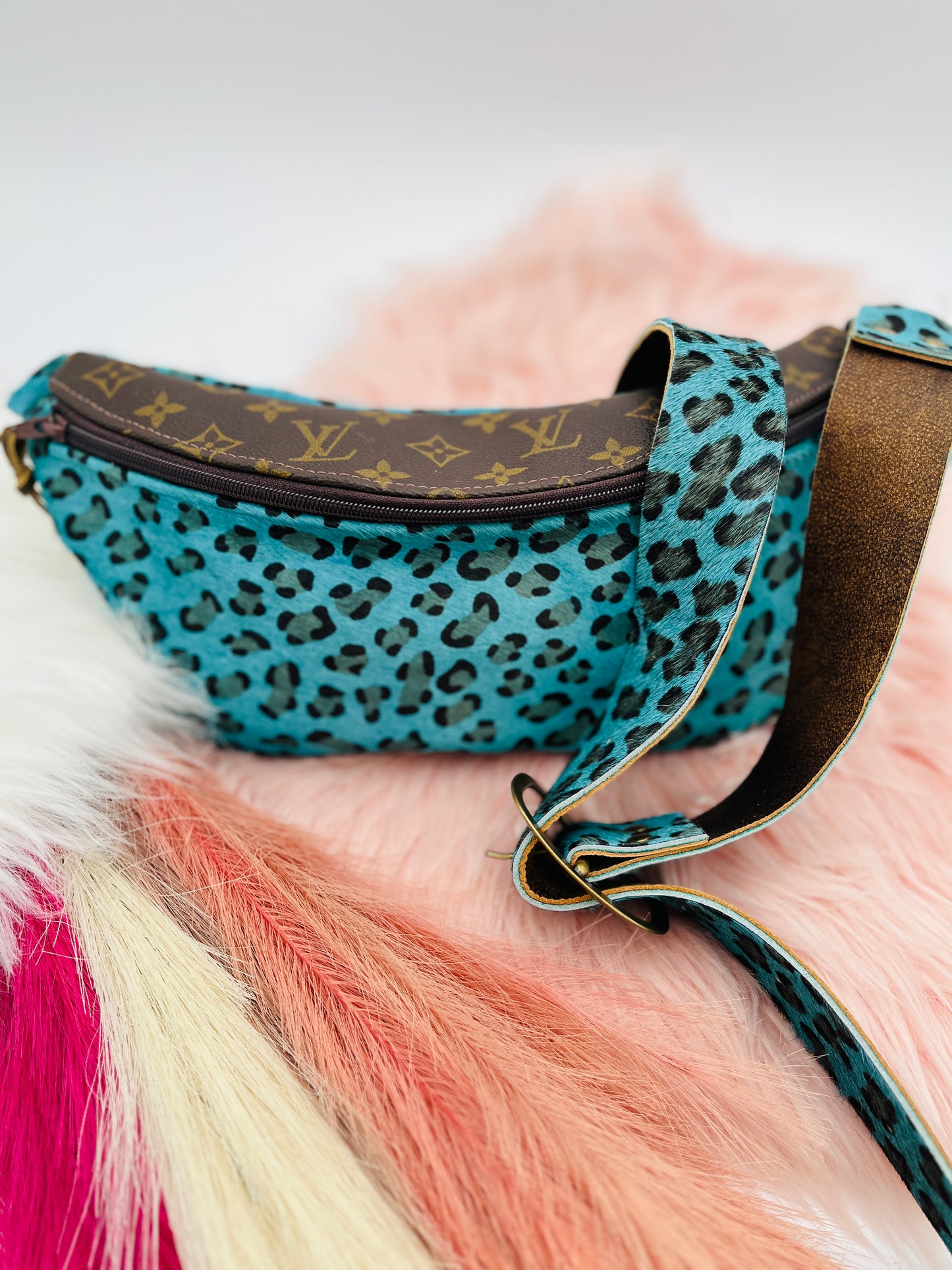 Fiesta BumBag Blue Cheetah Hair on Hide