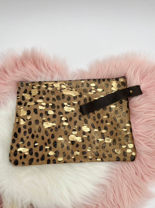 Makeup Purse Large Wristlet Everyday Purse Gold