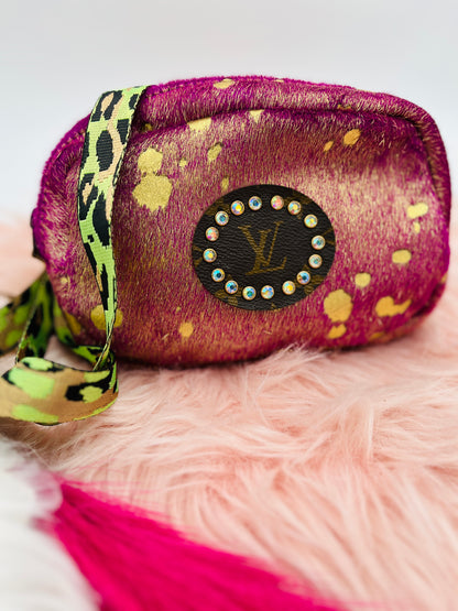 Fiesta Paige Pink/Gold Green Leopard Strap body bag